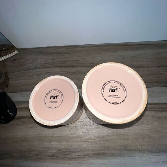 Pier 1 Canister Set With Lids Rose Pink Geometric PatternStorage Containers - Picture 6 of 8